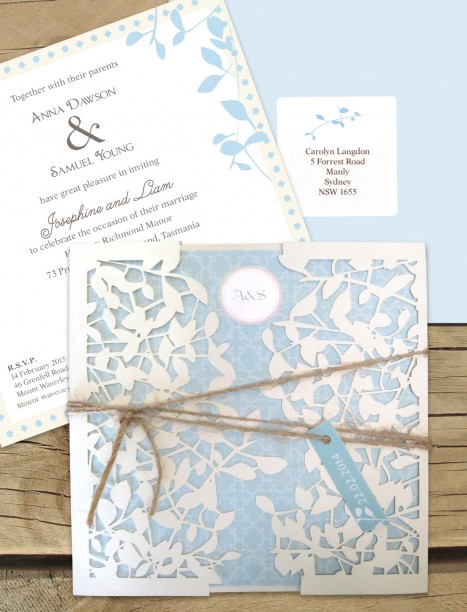 Leafy affair milk laser cut invitation