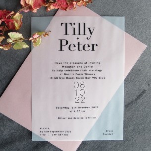 Vellum Belle wedding invitation
