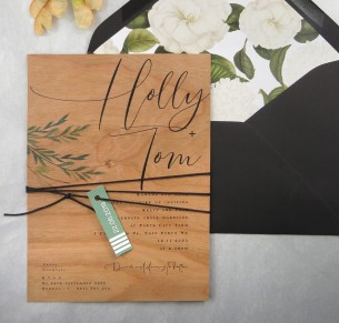 printed on wood! rules of attraction invitation