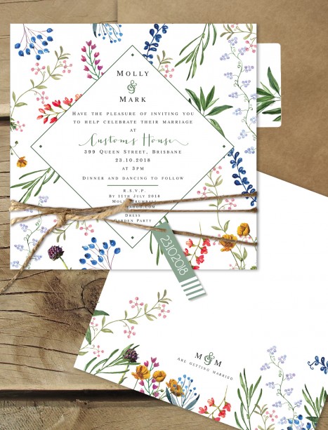 Florence flat card invitation