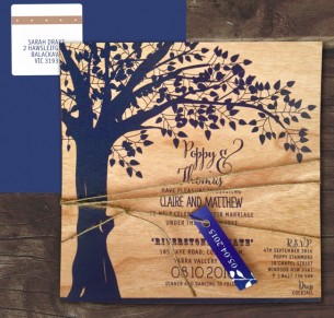 printed on wood! under the old oak invitation