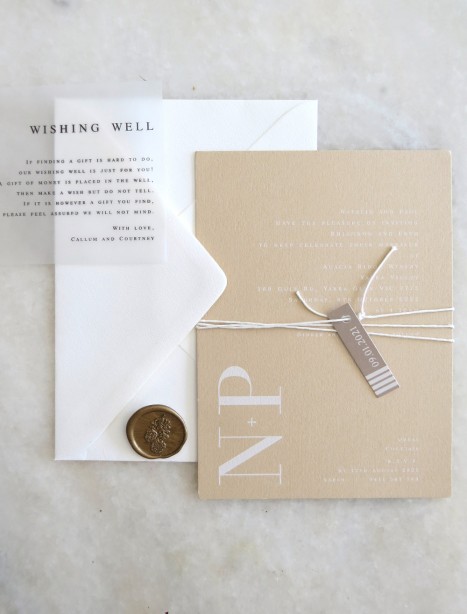 natalia design on nude wedding invitation