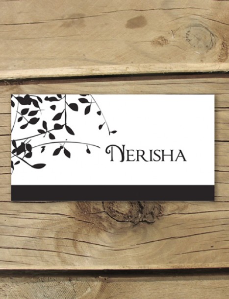 leafy affair black laser cut placecard