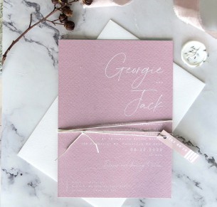 Georgie white ink wedding invitation