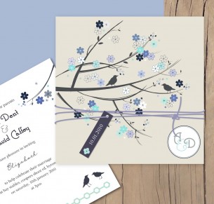 bird and blossom invitation