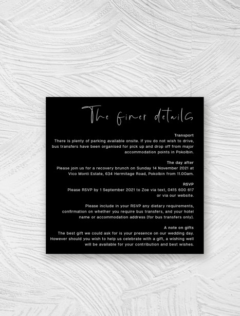 details card white ink on black