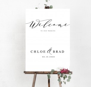 Chloe welcome sign A1 hard board mounted