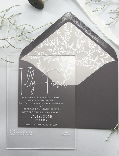 Frosted acrylic tilly invitation