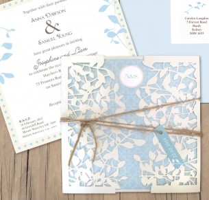 Leafy affair milk laser cut invitation