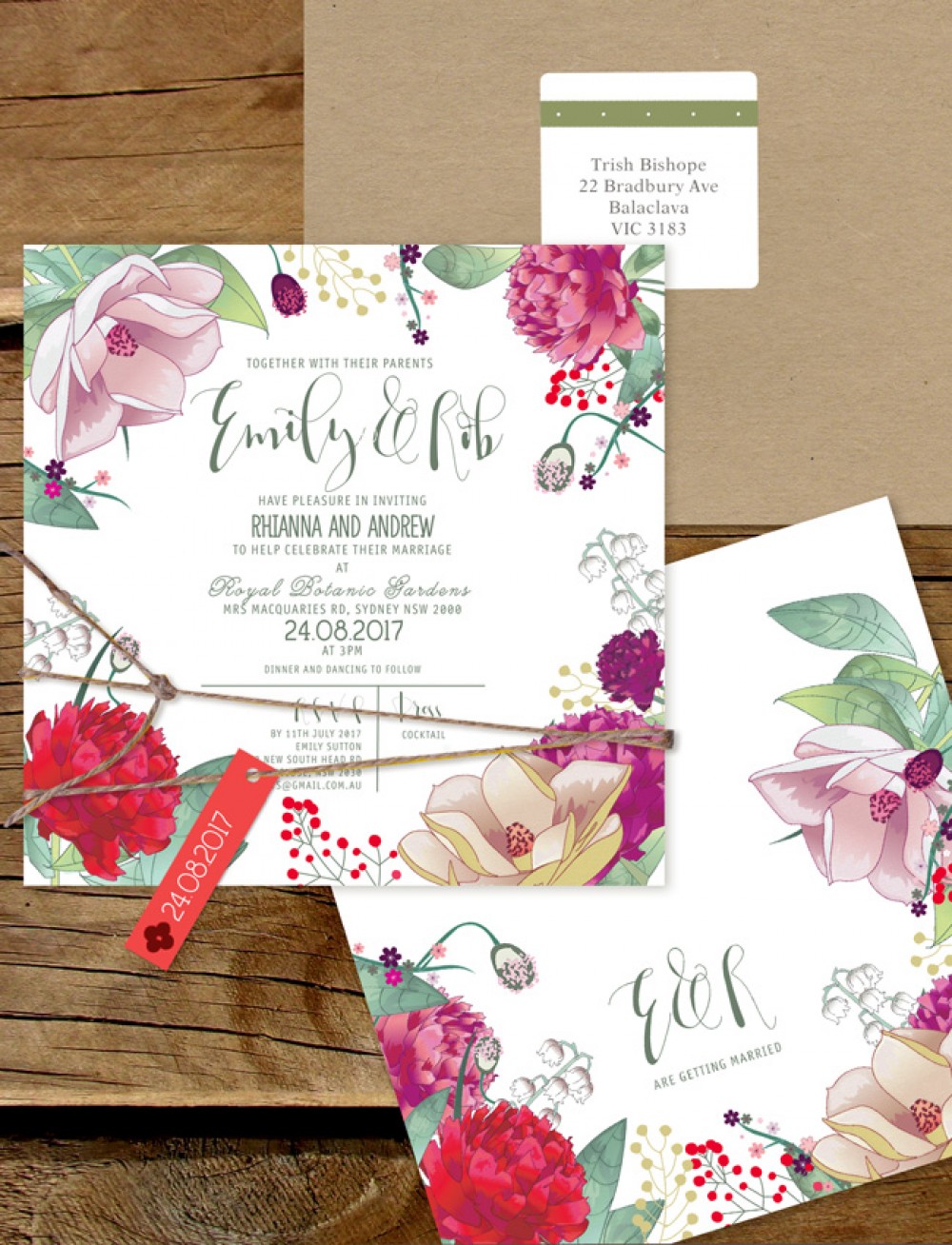 Efflorescence Flat Card Invitation Online Australia Lilykiss