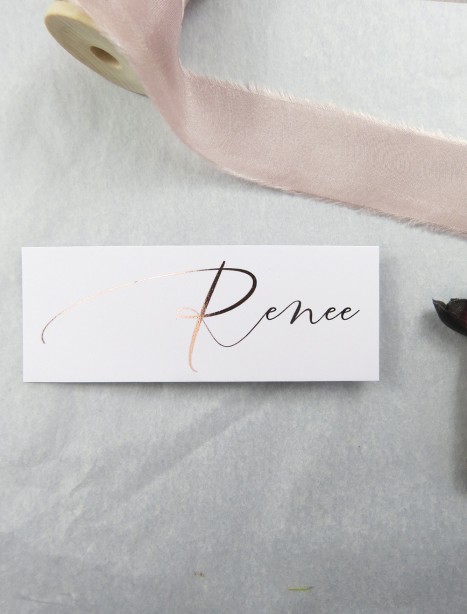 metallic rose and gold foil oh so chic placecard