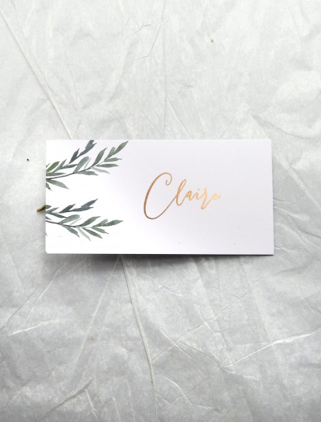 Rose gold and gold foil rules of attraction placecard