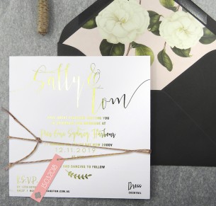 gold and rose gold foil! simply sublime invitation