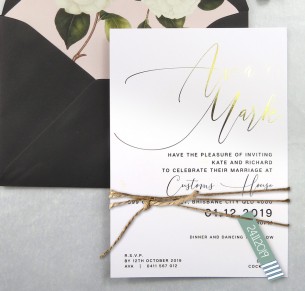 Rose gold and gold foil! Oh so chic invitation