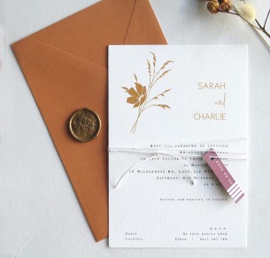 flat card whimsical terracotta invitation