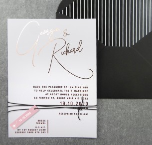 Rose gold foil Berlin invitation