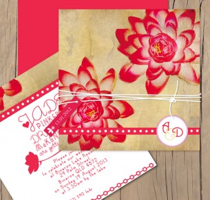 Lotus Flower wedding invitation
