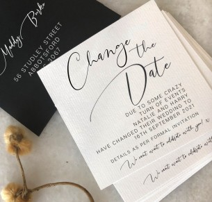 Change the date! oh so chic - CoVID-19 postponed card