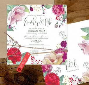 efflorescence flat card invitation