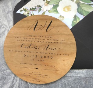 Wood! Bliss circle invitation