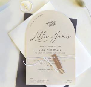 in the vines Almond arch wedding invitations