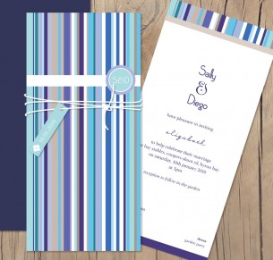 french stripe wedding invitation