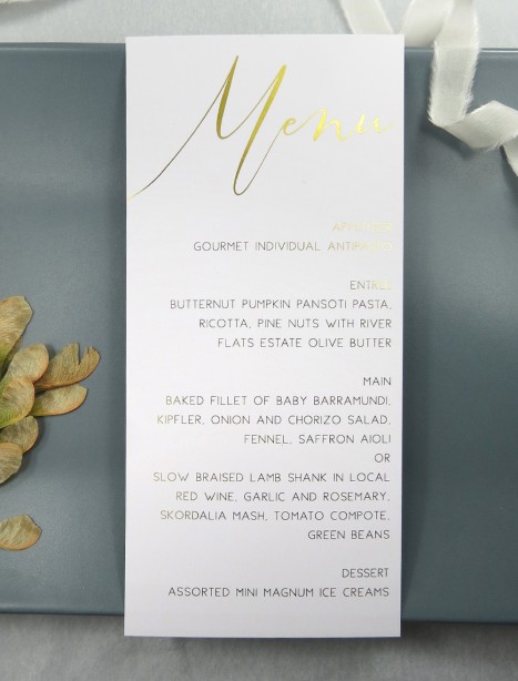 metallic rose gold and gold foil oh so chic menu