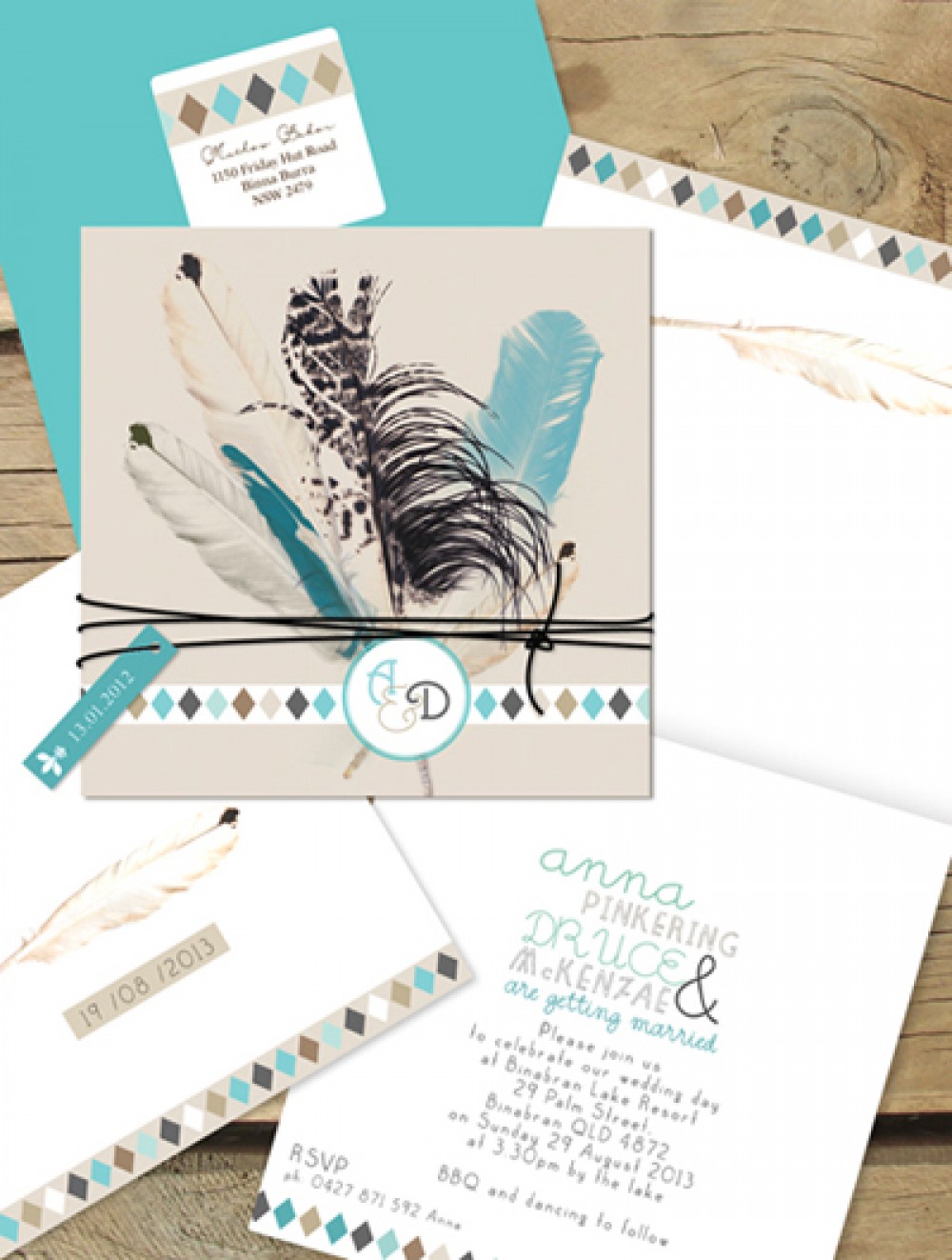 Boho Feathers Invitation Online Australia Lilykiss