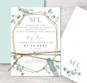 Geometric gum flat card invitation