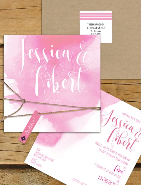 abstract splash watercolor flat card invitation