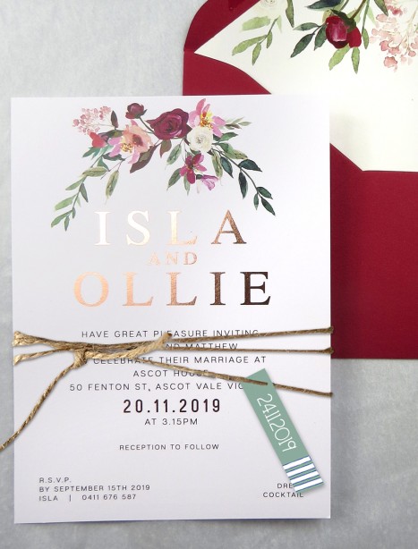 Rose gold foil! Flower market invitation