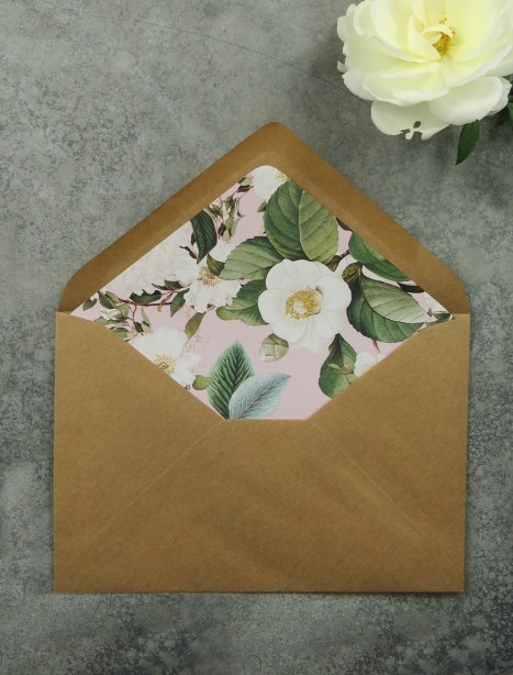 English garden blush envelope liner