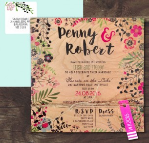 Printed on wood! Secret garden invitation