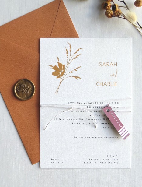 flat card whimsical terracotta invitation