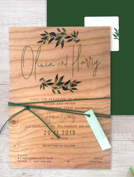 Printed on wood! rendezvous invitation