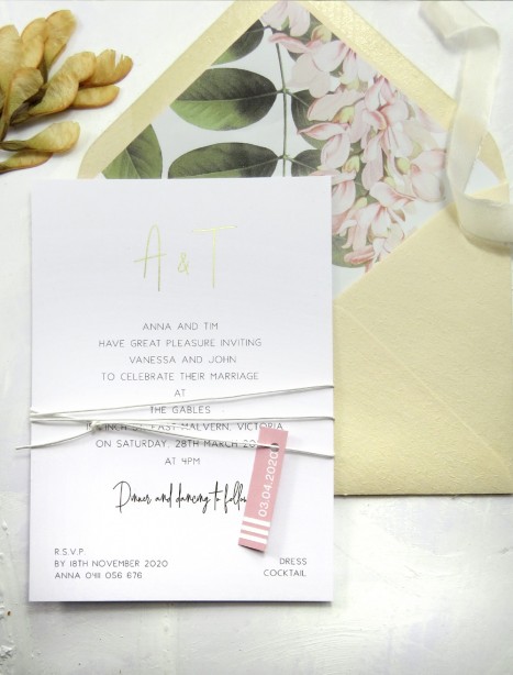 metallic gold and rose gold foil anna invitation