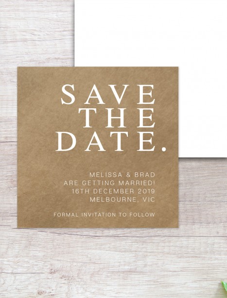 madrid save the date white ink on kraft