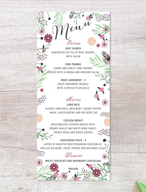 Circle of blossoms menu