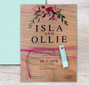 Printed in wood! Flower market invitation