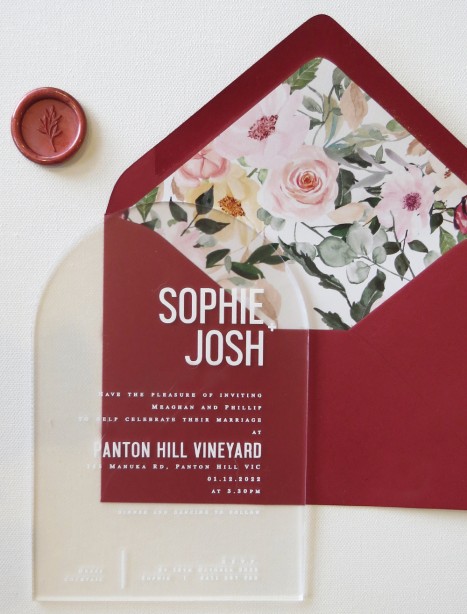 Arch frosted acrylic georgia invitation