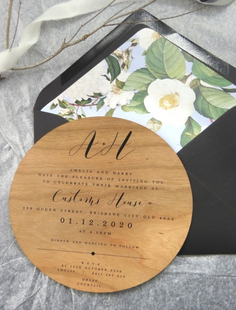 Wood! Bliss circle invitation