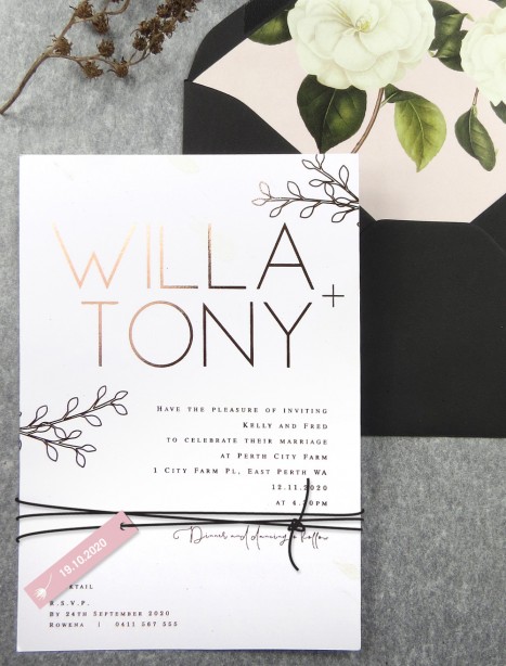 Rose gold foil! Willow invitation