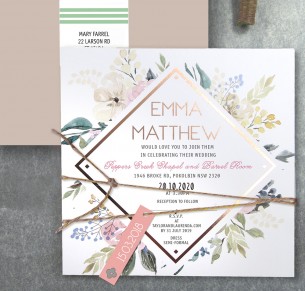 Rose gold foil! Serendipity invitation