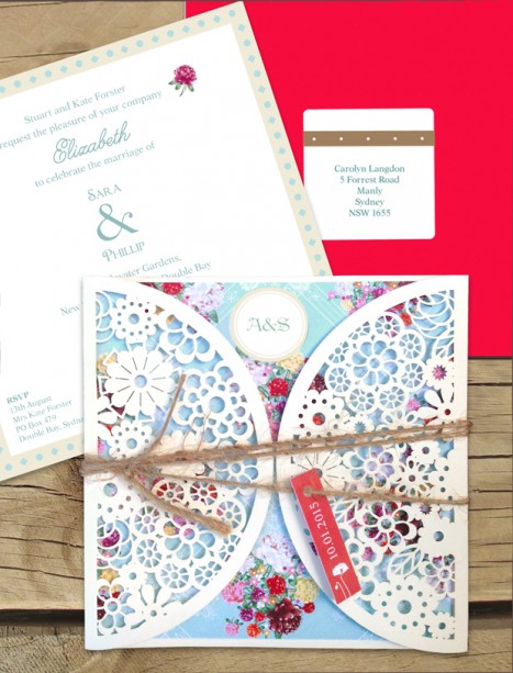 vintage lace laser cut invitation