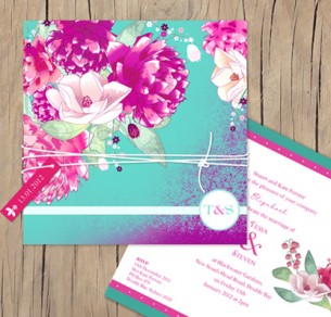 botanical burst wedding invitation