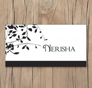 leafy affair black laser cut placecard