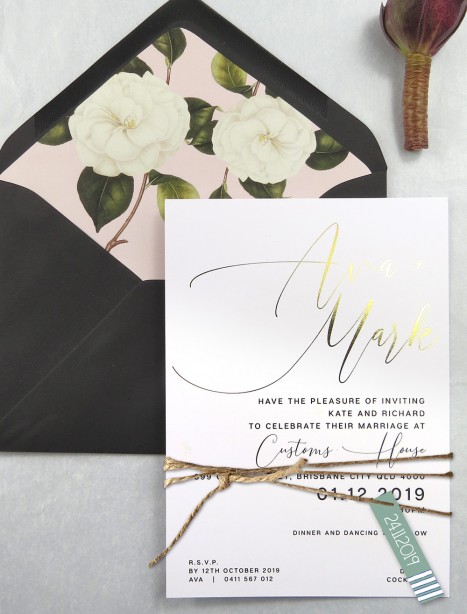 Rose gold and gold foil! Oh so chic invitation