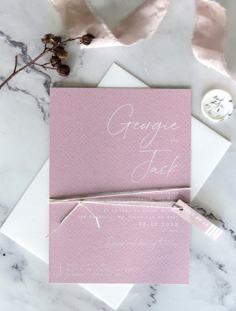 Georgie white ink wedding invitation