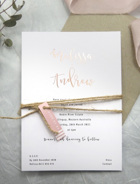 rose gold and gold venice invitation