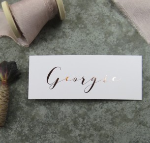 Metallic rose gold and gold foil georgia placecard